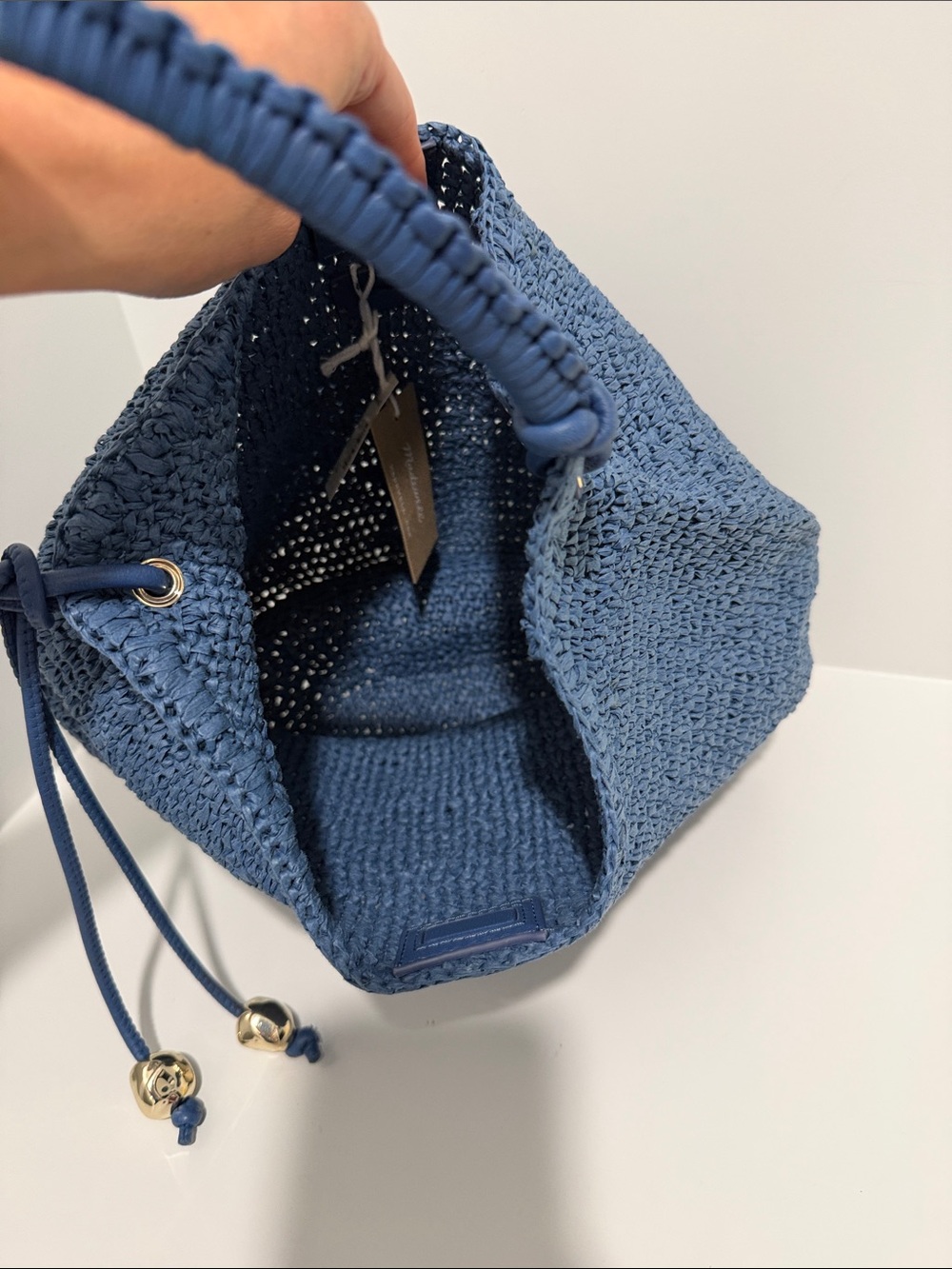 NEW Madewell The Camren Straw Bag with Leather Trim in Distant Ocean NU141 - Picture 8 of 11